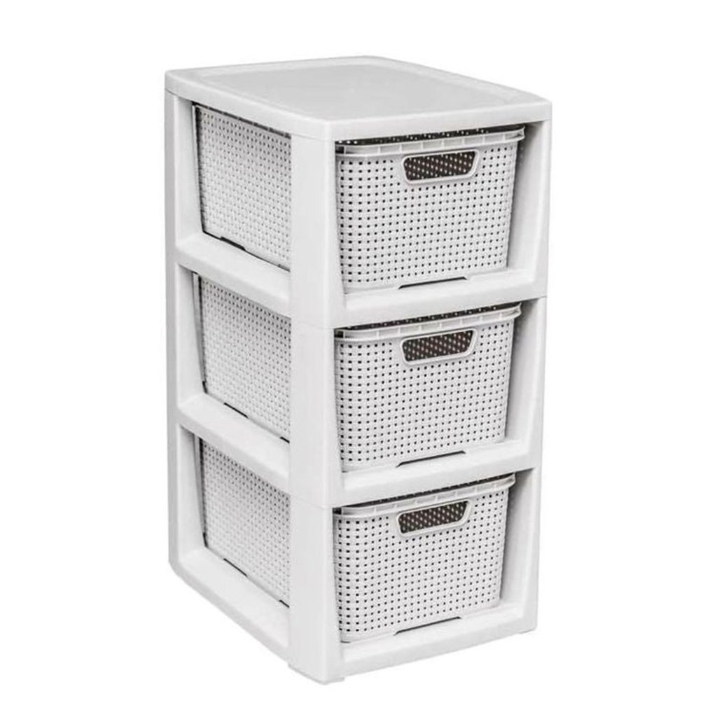 Photos - Dresser / Chests of Drawers BranQ Комод з 3 ящиками  Rattan Mini білий 510х241х296 мм 1725-1 