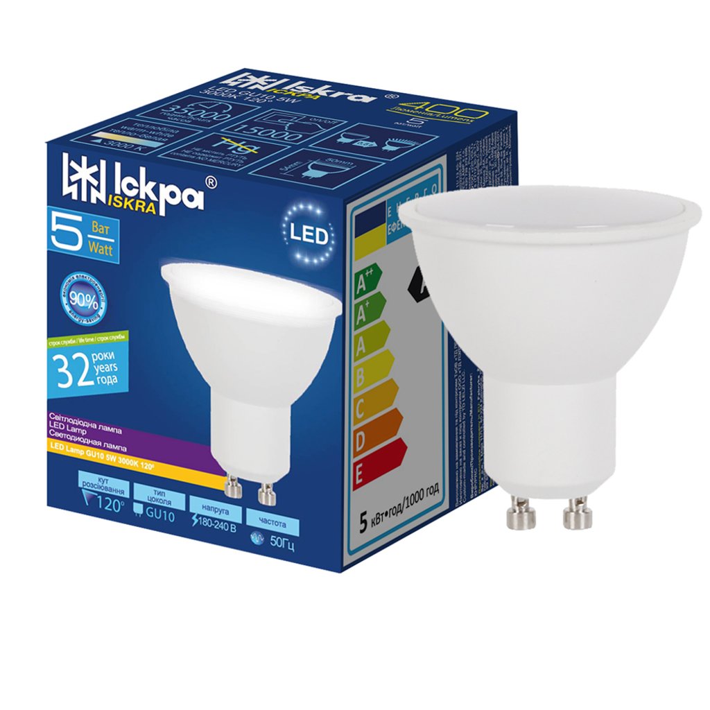 Лампа LED Іскра GU10 5W 3000К 220V