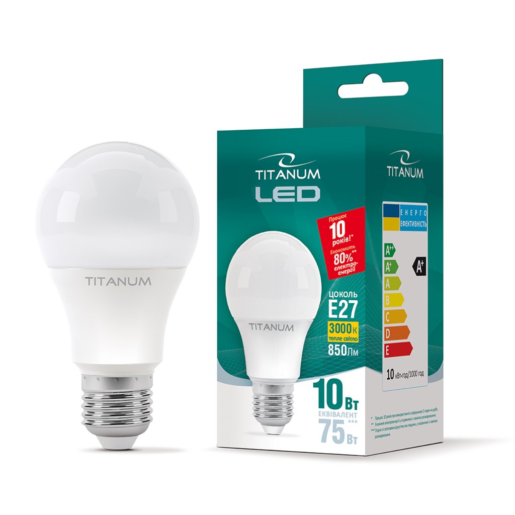 Фото - Лампочка TITANUM Лампа LED A60 10W E27 3000K 24880