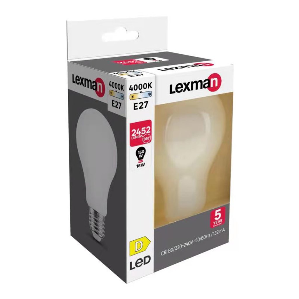 Лампа LED Lexman FIL A70 E27 IP65 18W 2452LM 4000K Milky - придбати в ...
