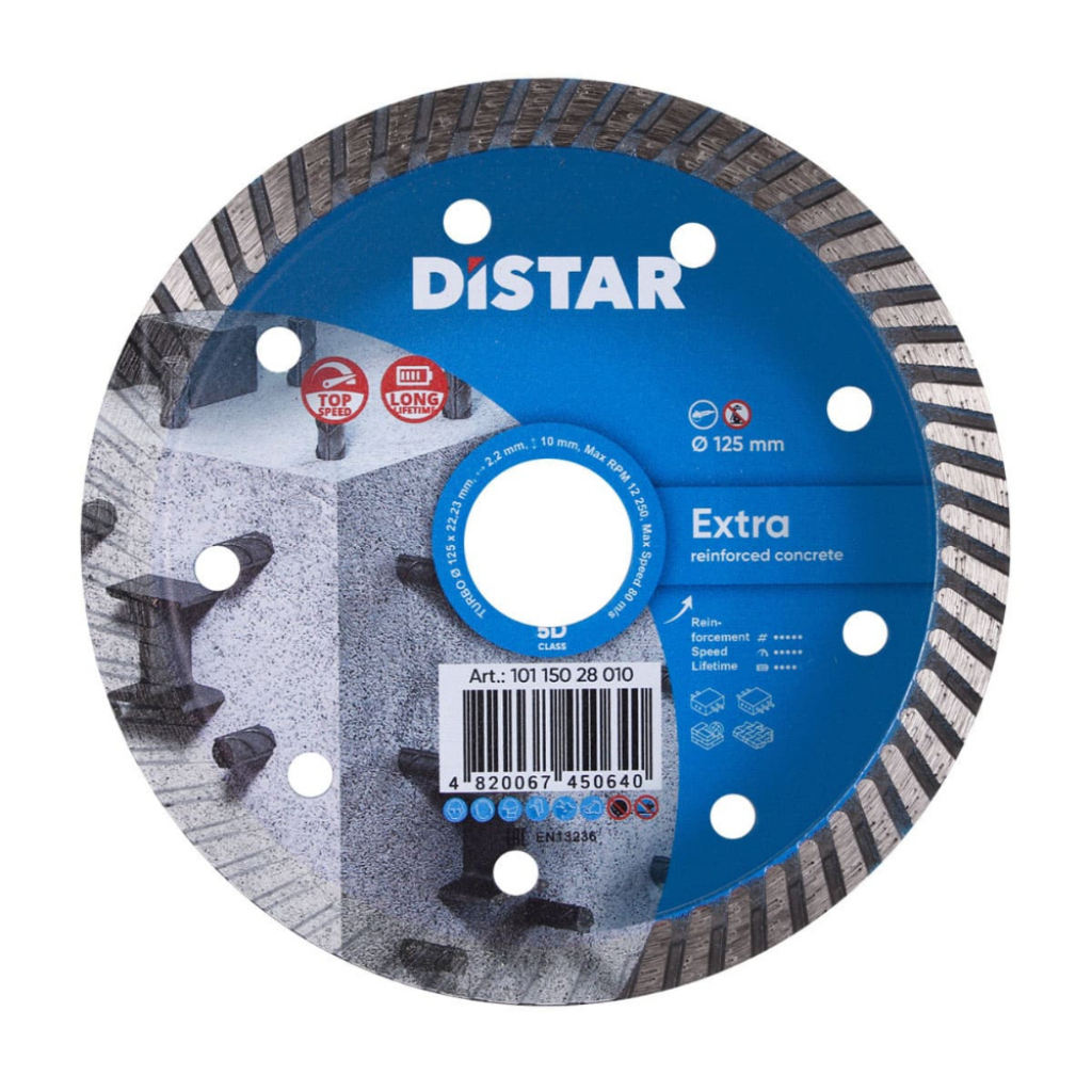 Photos - Abrasive Wheel / Belt Distar Диск алмазний відрізний по бетону  Turbo Extra 125x2.2x8x22.23 мм 10 