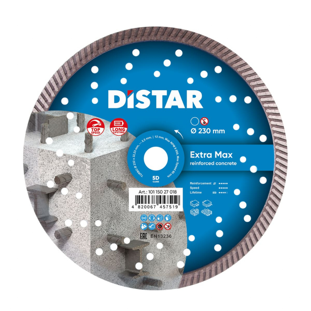 Фото - Стрічка / шліфувальний круг Distar Диск алмазний відрізний по бетону  Turbo Extra Max 232x2.5x12x22.23 