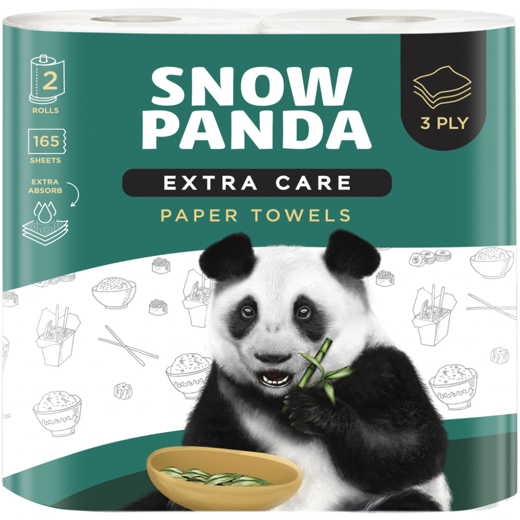 Фото - Інші сантех. аксесуари Snow Panda Рушники паперові Сніжна Панда Extra Care 3 шари 165 аркушів 2 рулони 