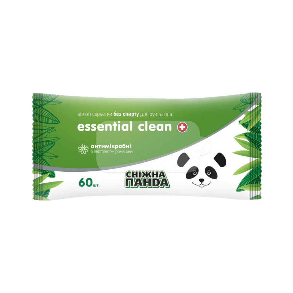 Фото - Засіб гігієни Snow Panda Вологі серветки Сніжна Панда Essential Clean Ромашка 60 шт 