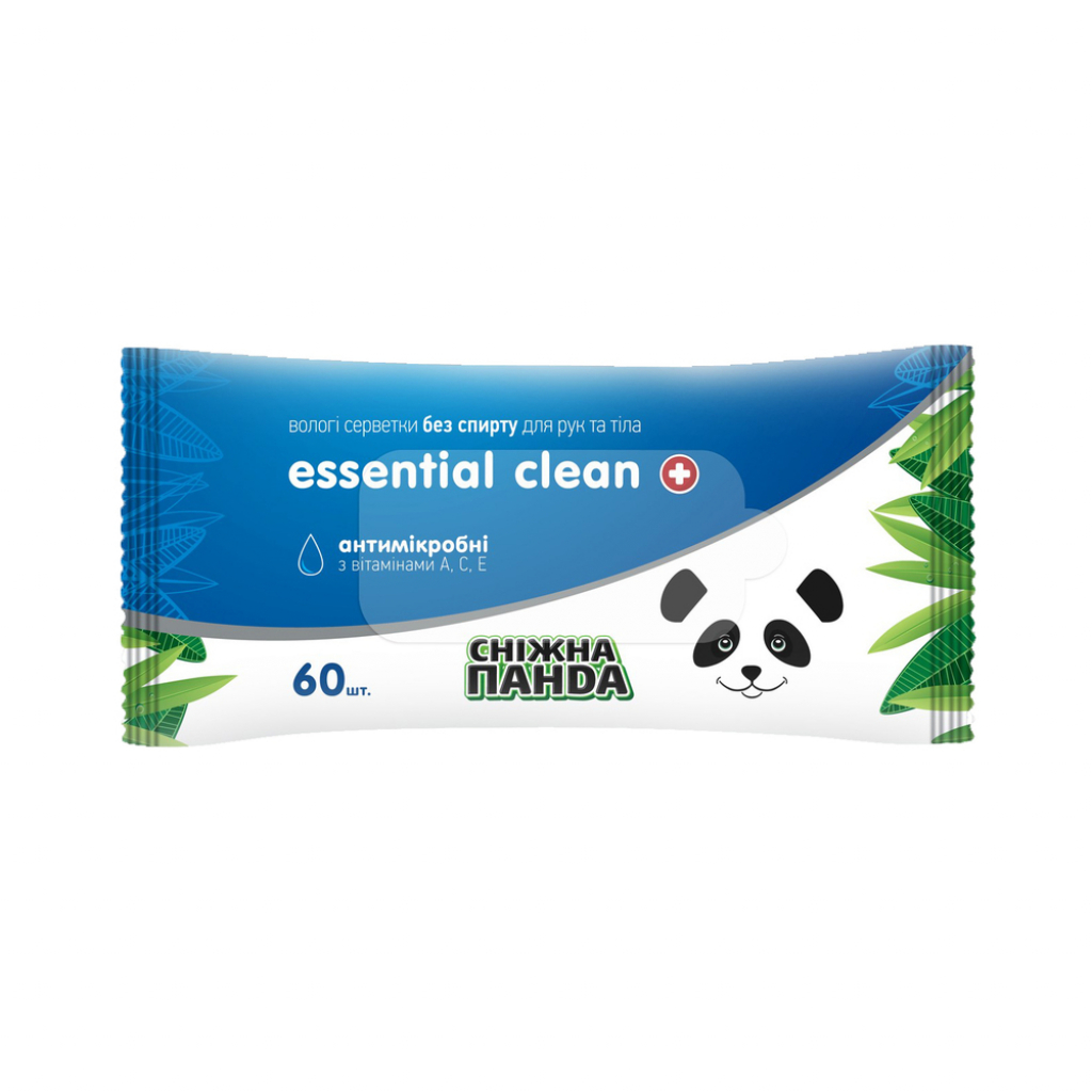 Фото - Засіб гігієни Snow Panda Вологі серветки Сніжна Панда Essential Clean Вітаміни 60 шт 
