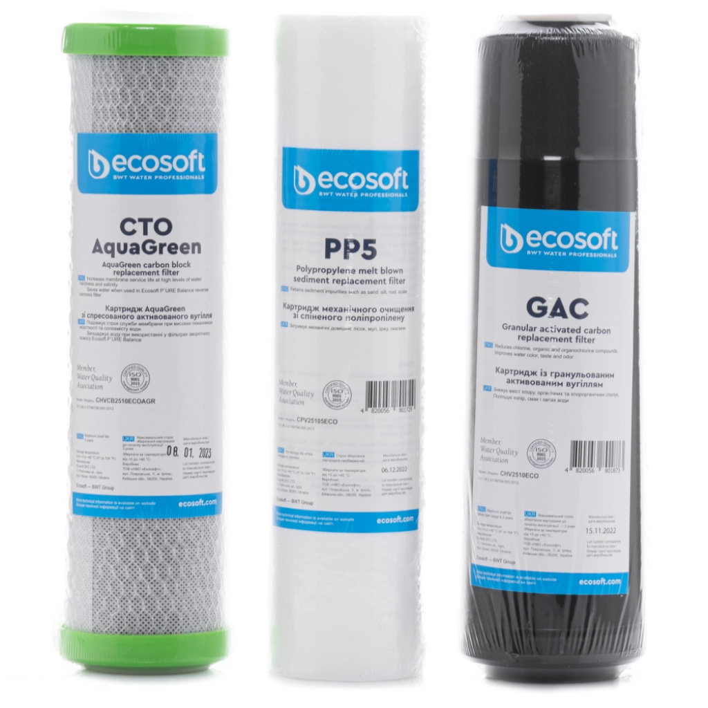 Photos - Water Filter Cartridges Ecosoft Комплект картриджів  1-2-3 з функцією економії води  CH (CHV3ECOAGR)