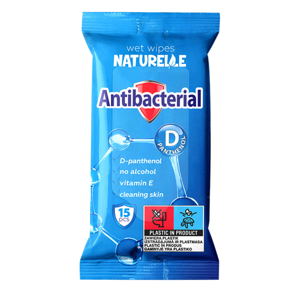 Серветки вологі Naturelle antibacterial з D-пантенолом 15 шт (4820207590168)