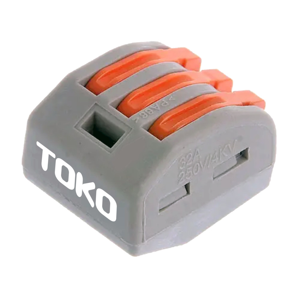 Клема швидкозатискна Toko PCT-213 3-контактна для розподільчих коробок 0.08-2.5 мм2 / 4 мм2 (175462)