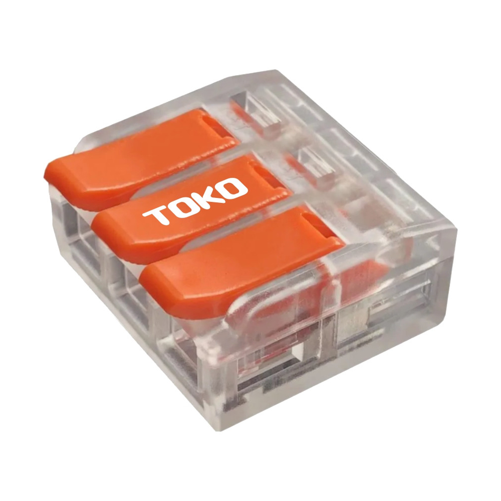 Клема швидкозатискна Toko LT-613 3-контактна для розподільчих коробок 0.5-6 мм2 прозора (175458)