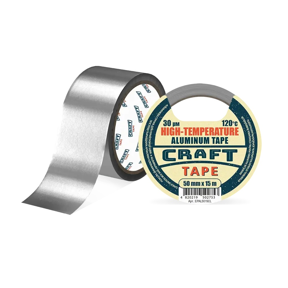 Стрічка алюмінієва високотемпературна Craft Tape Aluminium 120°С 30 мкм 50 мм х 15 м