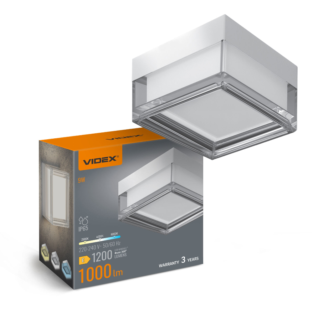 LED світильник IP65 квадратний VIDEX BHD02 9W 2800-4000-6000K White