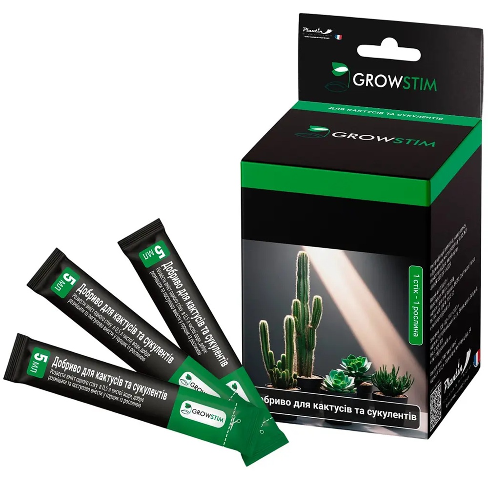 Добриво Plantin Growstim Rougevert для кактусів та сукулентів рідке мінеральне стік 5 мл (MD_2481182)