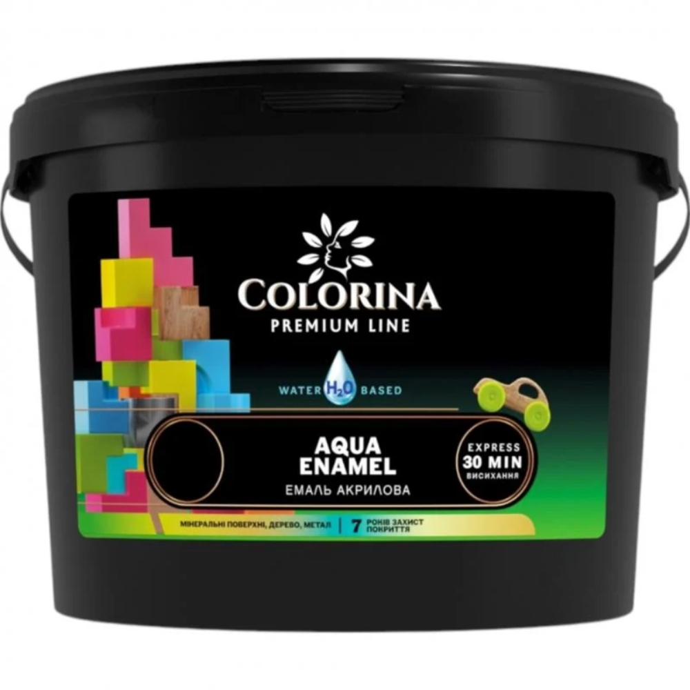Емаль акрилова Colorina AQUA ENAMEL  шовковисто-матова графіт 0.9 л