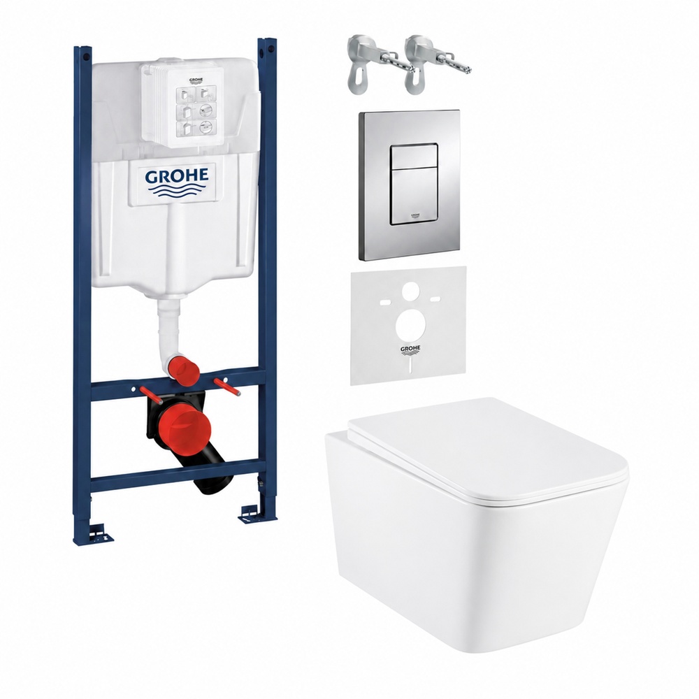 Комплект інсталяції Grohe Rapid SL (38840000) з унітазом Devit Navis (DNA51721111W) та кнопкою Skate Cosmopolitan (38732000)